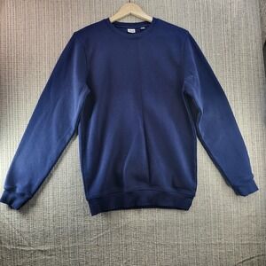 Stanley Stella Sweatshirt Mens Small Blue Crewneck Pullover Fleece Solid Casual